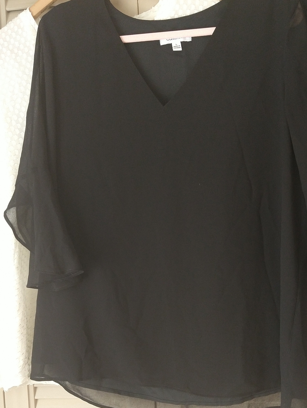 V-Neck Blouse Bundle @A New Day Cream +Calvin Klein Black Ruffle+Bat Sleeves - Picture 12 of 13